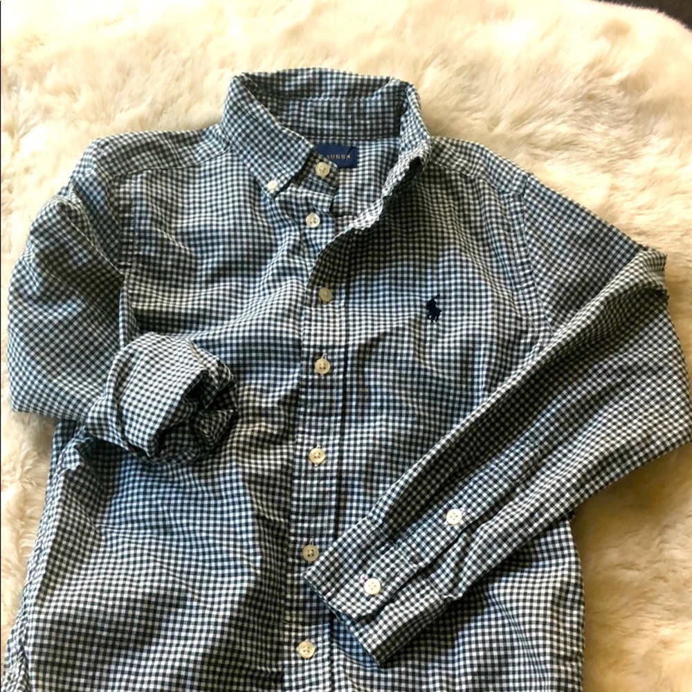 Boys gingham plaid Ralph Lauren button down, Sz 8
